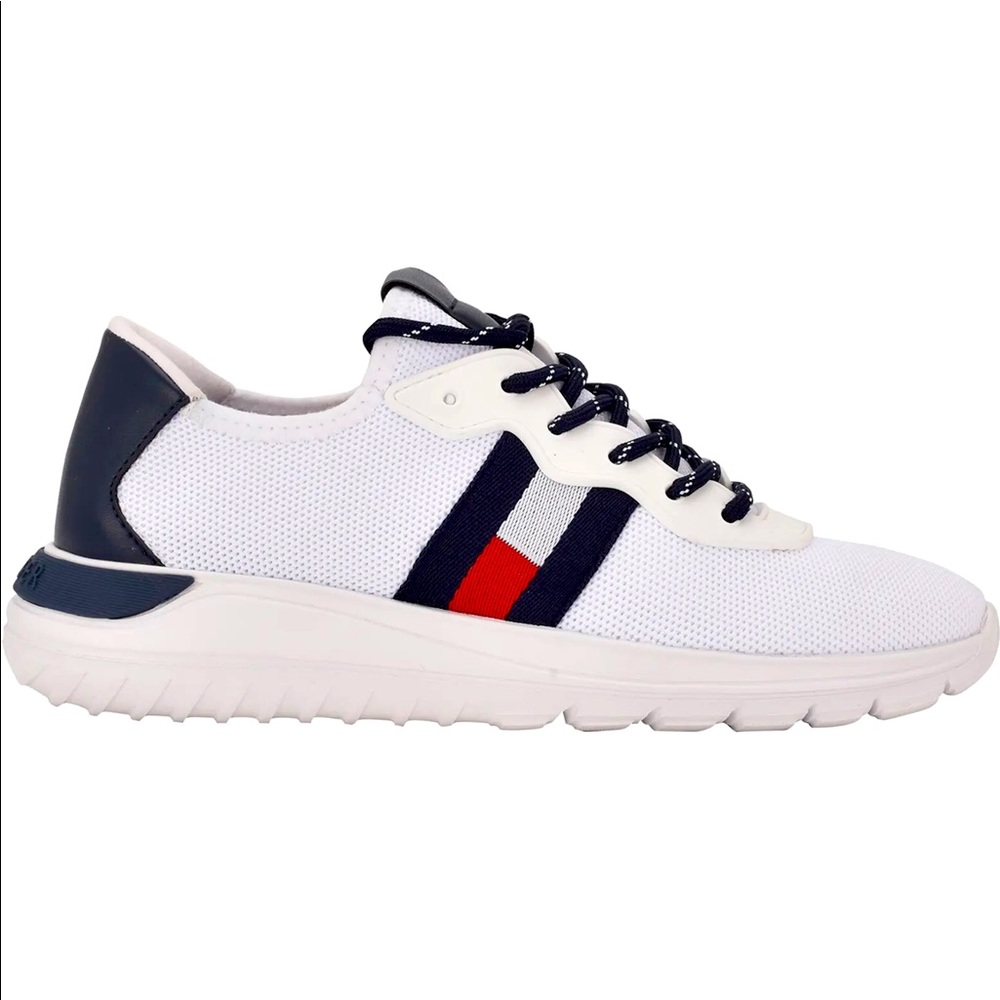 Tommy Hilfiger White Red Blue Flat Retro Fashion Sneakers - Picture 1 of 5